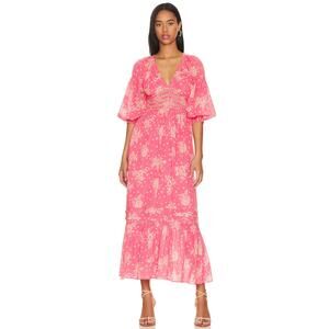 Free People's Golden Hour Maxi in Electro Pop Pink Combo, S